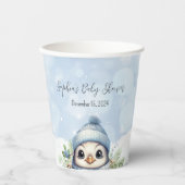 Gobelets En Papier Bleu Pingin Baby shower de neige d'hiver (Recto)