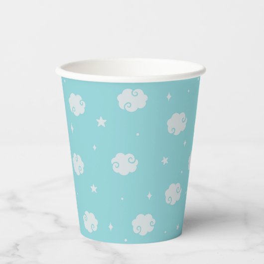 Gobelets En Papier Bleu Poudre - Dans La Coupe Papier Nuages (Recto)