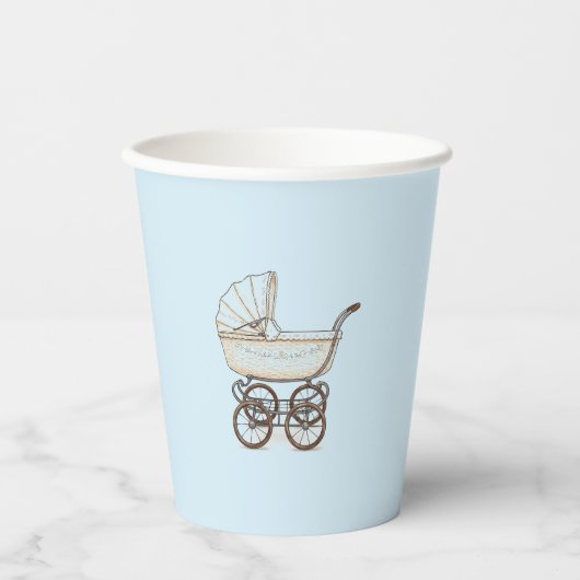 Gobelets En Papier Bleu poussette bébé garçon douche (Recto)
