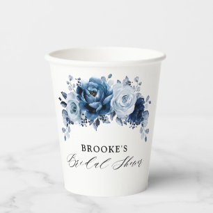 Gobelets En Papier Bleu Poussiéreux Ardoise Navy Botanique Baby Show