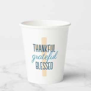Gobelets En Papier Bleu Reconnaissant Grateful Bénis