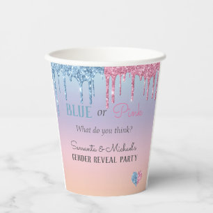 Gobelets En Papier Bleu rose Parties scintillant gouttes étincelante