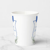 Gobelets En Papier Bleu simple Bow Eucalyptus Crest Boy Baby shower (Gauche)