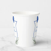 Gobelets En Papier Bleu simple Bow Eucalyptus Crest Boy Baby shower (Droite)