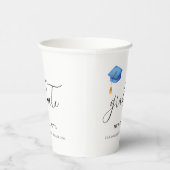 Gobelets En Papier Bleu simple Casquette Script Graduate (Droite)