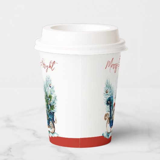 Gobelets En Papier Bleu Sled Bébé Reindeer (Droite)