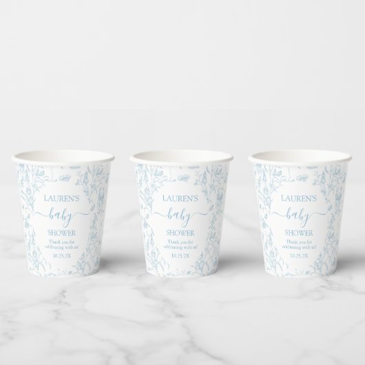 Gobelets En Papier Bleu Toile Ours Baby shower Garçon (Multi)