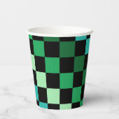 Gobelets En Papier Bleu vert À damiers En vichy Motif (Verso)