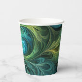Gobelets En Papier Bleu vert AI Motif fractal (Verso)