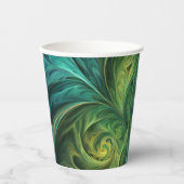 Gobelets En Papier Bleu vert AI Motif fractal (Recto)
