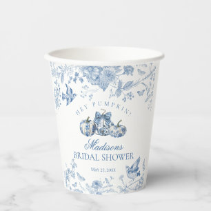 Gobelets En Papier Bleue Toile Citrouille Floral Mariage d'Automne Fr