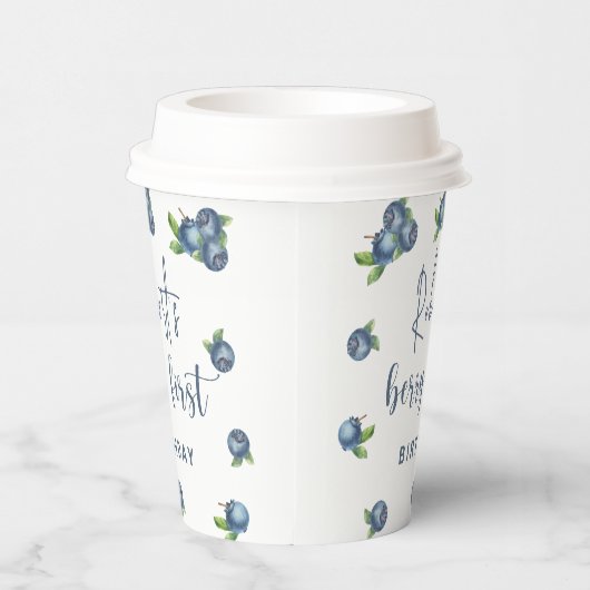 Gobelets En Papier Bleuets d'aquarelle 1ère fête d'anniversaire (Droite)