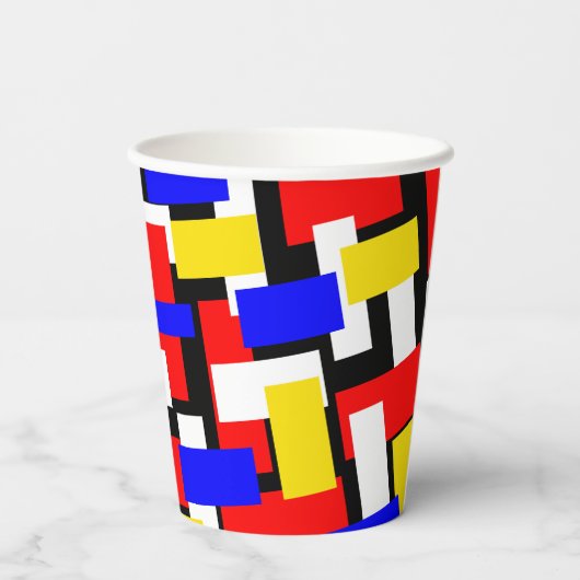 Gobelets En Papier Blocs rouge, jaune, noir, bleu et vert (Verso)