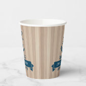 Gobelets En Papier Blond Wood Texture Marine-Blue Ancre nautique (Gauche)