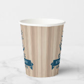 Gobelets En Papier Blond Wood Texture Marine-Blue Ancre nautique (Droite)