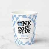 Gobelets En Papier Blue À damiers Smile Un Cool Dude 1er anniversaire (Gauche)