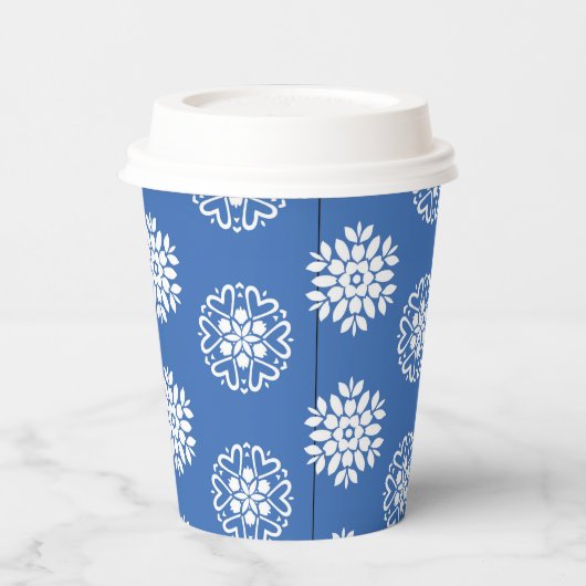 Gobelets En Papier Blue Azure Mediterranean Tiles Pattern (Gauche)