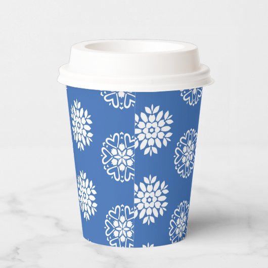 Gobelets En Papier Blue Azure Mediterranean Tiles Pattern (Droite)