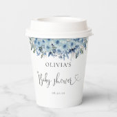 Gobelets En Papier Blue Boho Floral Baby shower Paper Cup (Verso)