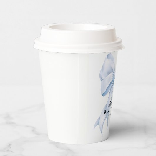 Gobelets En Papier Blue Bow Baby Shower Coquette Bow Theme (Droite)