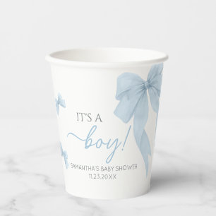 Gobelets En Papier Blue Bow C'Est Un Baby shower Garçon