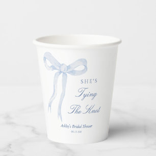 Gobelets En Papier Blue Bow Elle Attache le Nœud Enterrement de Vie d