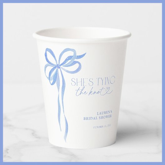 Gobelets En Papier Blue Bow Elle Attache le Nœud Fête de Mariage