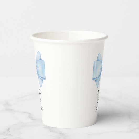 Gobelets En Papier Blue Bow Modern Boy Baby shower (Gauche)
