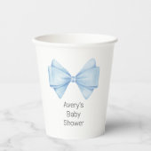 Gobelets En Papier Blue Bow Modern Boy Baby shower (Recto)