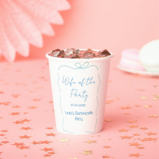 Gobelets En Papier blue bow wife of the party name date spanish borde