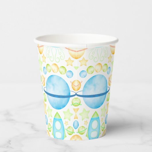 Gobelets En Papier Blue Boys aquarelle Astronaut spatial (Droite)