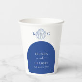 Gobelets En Papier Blue Clam Seashells Coastal Seaside Beach Wedding (Verso)