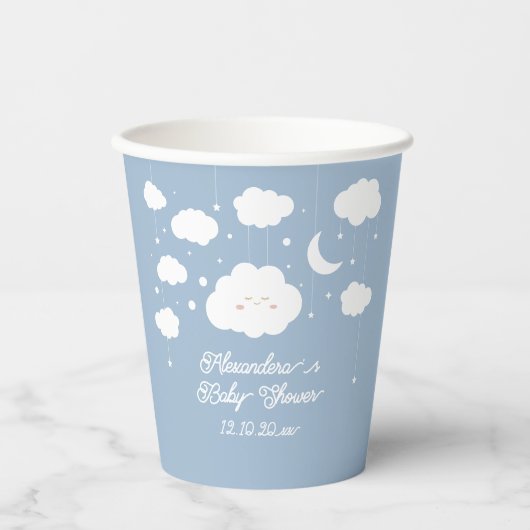 Gobelets En Papier Blue Cloud 9 baby shower (Recto)