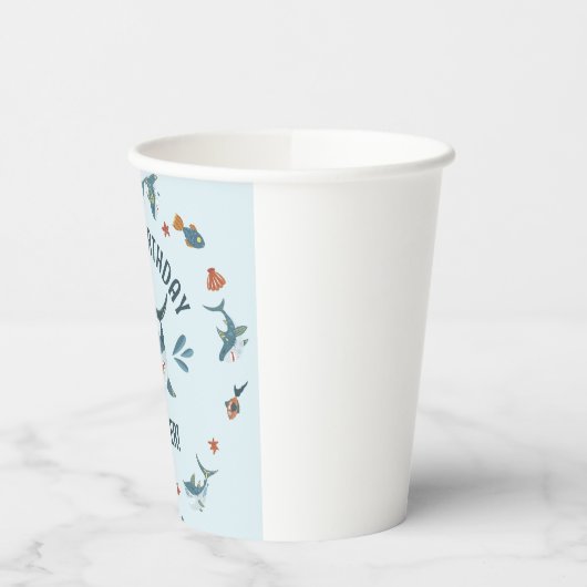 Gobelets En Papier Blue Cute Funny Shark fête d'anniversaire (Gauche)