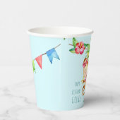 Gobelets En Papier Blue Cute Monkey Personnalisé Joyeux anniversaire (Droite)