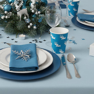 Gobelets En Papier Blue Dachshund Fête de Noël à thème
