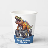 Gobelets En Papier Blue Dinosaur T-Rex Monster Truck thème (Recto)