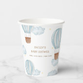 Gobelets En Papier Blue Elegant Hot Air Balloon Cloud Baby shower gar (Recto)