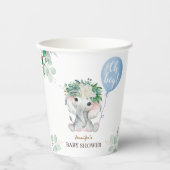 Gobelets En Papier Blue Elephant Baby Shower Boy Paper (Recto)