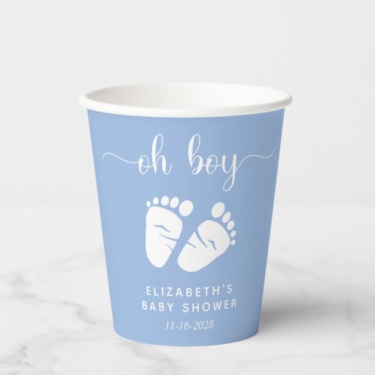 Gobelets En Papier Blue Feet Baby Boy Douche (Recto)