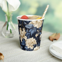 Blue Floral Peony Moderne Élégant