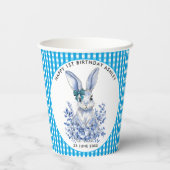 Gobelets En Papier Blue Floral Rabbit 1er anniversaire pour les enfan (Verso)