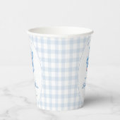 Gobelets En Papier Blue Gingham Teddy Bear Neutral Baby Shower (Droite)