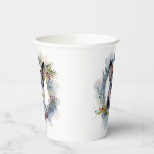 Gobelets En Papier Blue Heeler Christmas Wreath Festive Pup (Gauche)