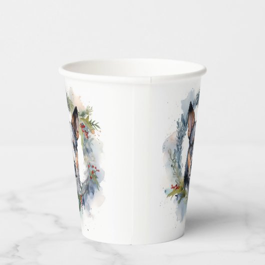 Gobelets En Papier Blue Heeler Christmas Wreath Festive Pup (Droite)