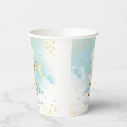 Gobelets En Papier Blue Hot Air Balloon mignonne Animaux Baby shower (Gauche)