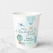 Gobelets En Papier Blue Hot Air Balloon ONE derful Boys 1er anniversa (Recto)