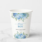 Gobelets En Papier Blue Hydrangea C'est un Baby shower garçon (Recto)
