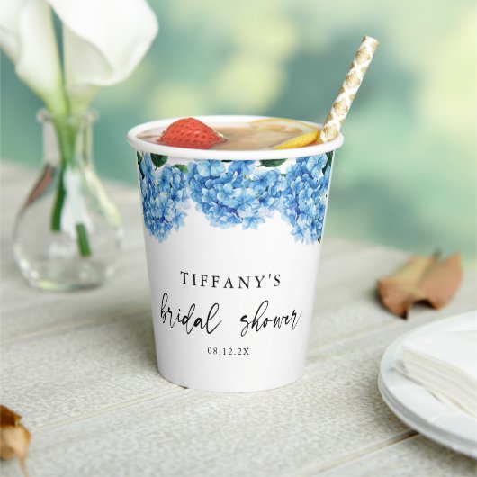 Gobelets En Papier Blue Hydrangea Floral Fête des mariées Affiche de (Insitu)