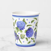 Gobelets En Papier Blue Hydrangeas Motif d'art botanique (Verso)